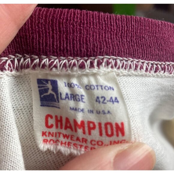 Vintage Champion Northeastern University Ringer T Shirt Large Thrashed 50s 60s - Picture 3 of 12